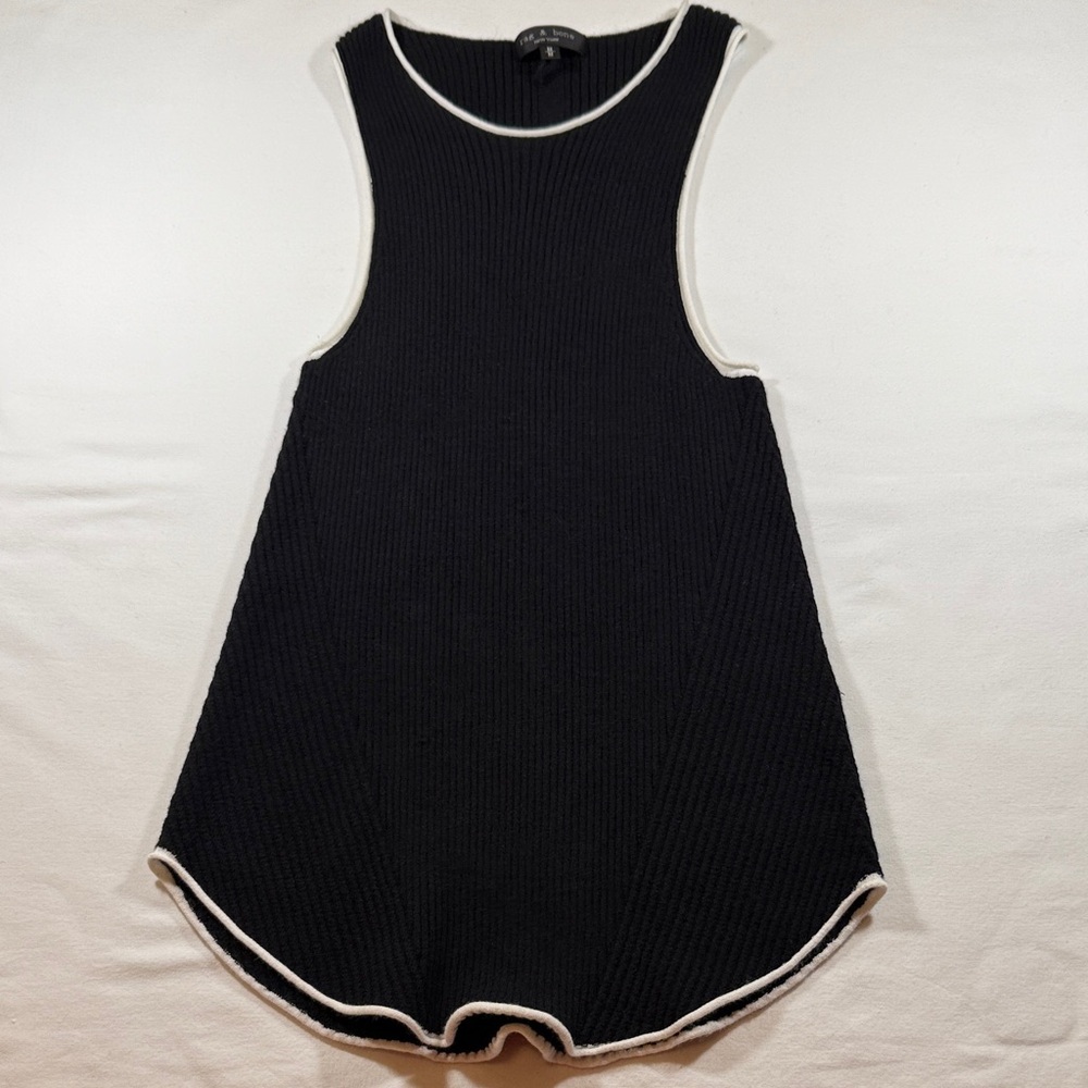 Rag & Bone Black Knit Tank with White Edges